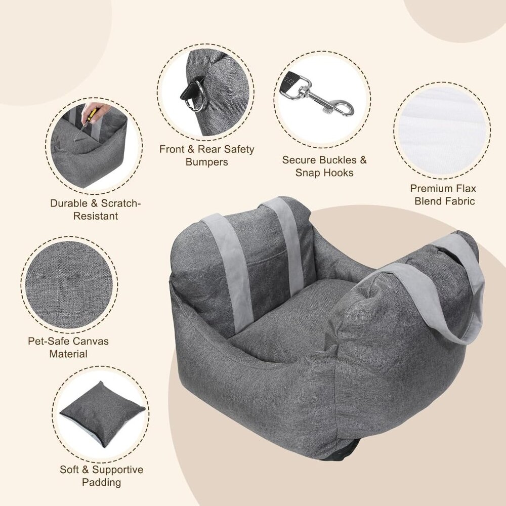 Car Seat for Small & Medium-Sized Dogs & Cats Up to 25 lbs – Size M - Picture 4 of 9